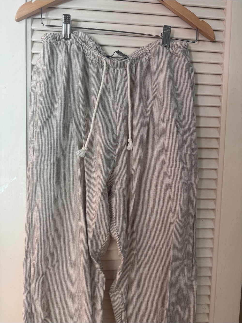 Brandy Melville Cream & Black Striped Drawstring Pants